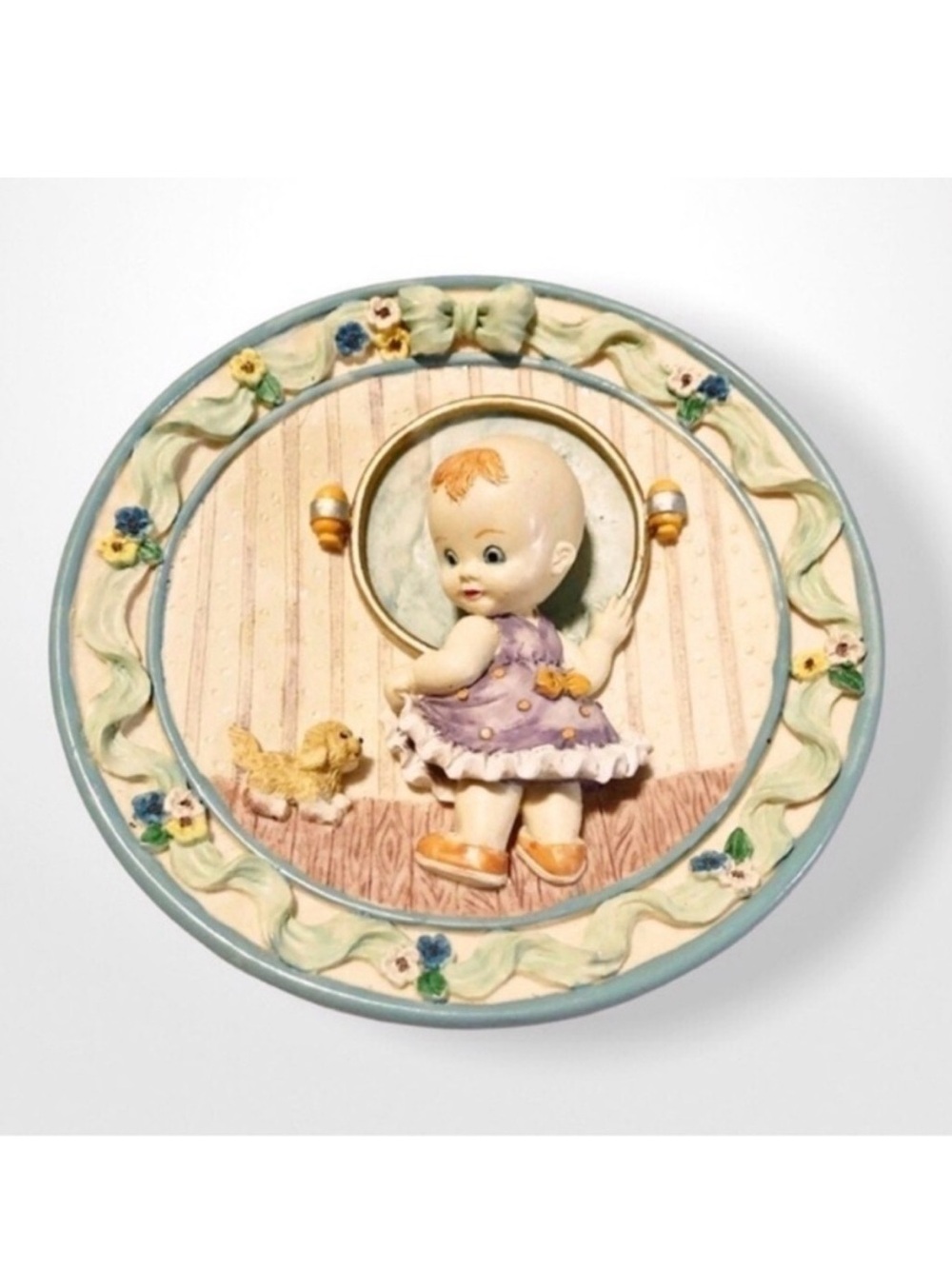 Vintage Rare Raised Design Baby Wall Plate